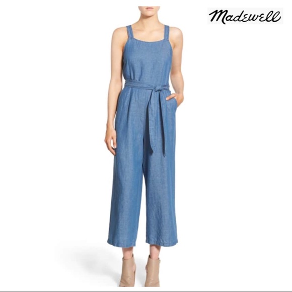 Madewell Pants - MADEWELL CROP CHAMBRAY DENIM JUMPSUIT